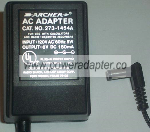 ARCHER 273-1454A AC DC ADAPTER 6V 150MA POWER SUPPLY